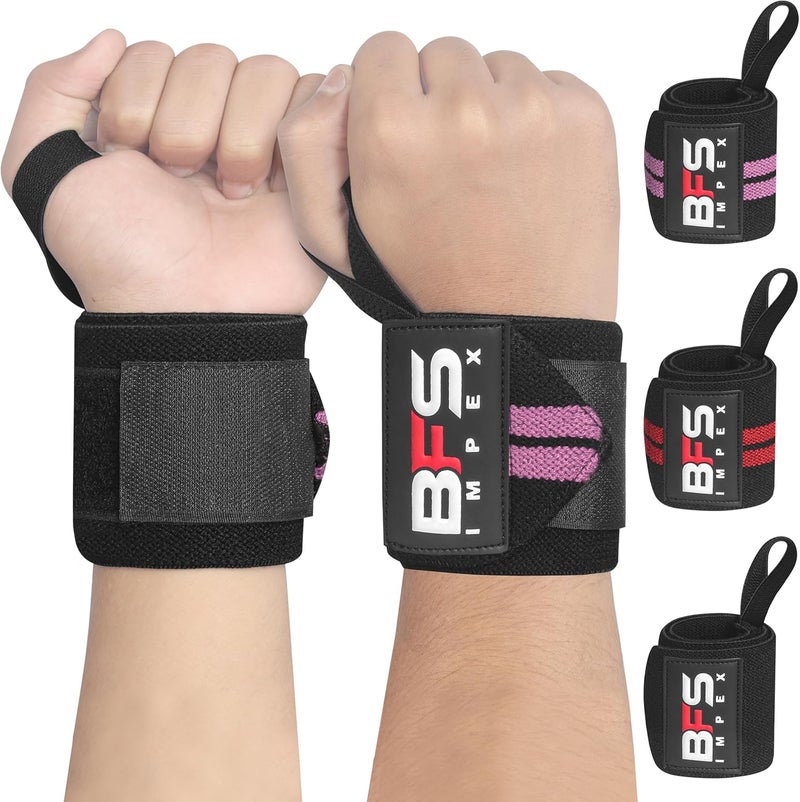 BFS IMPEX Wrist Wraps for Weightlifting,18” Premium Quality Wrist Straps for Weightlifting,Weight Lifting Wrist Wraps with Thumb Loop for Curls Dips,Powerlifting Weight Training Men Women - Image 1